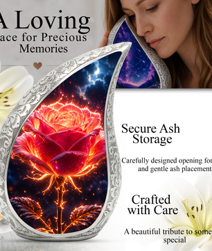 Beautiful Rose Urn for Mom & Women – Cremation Urn for Human Ashes, Keepsake Memorial Urn for Mother