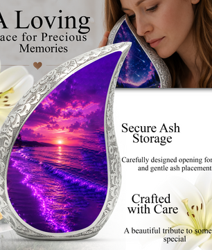 Beach Cremation Urn for Human Ashes – Ocean Sunset Memorial Urn, Beach Theme Urn for Adults