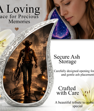 Cowboy Urn for Dad & Men | Western Cremation Urn for Adult Male Ashes | Cowboy Memorial Urn