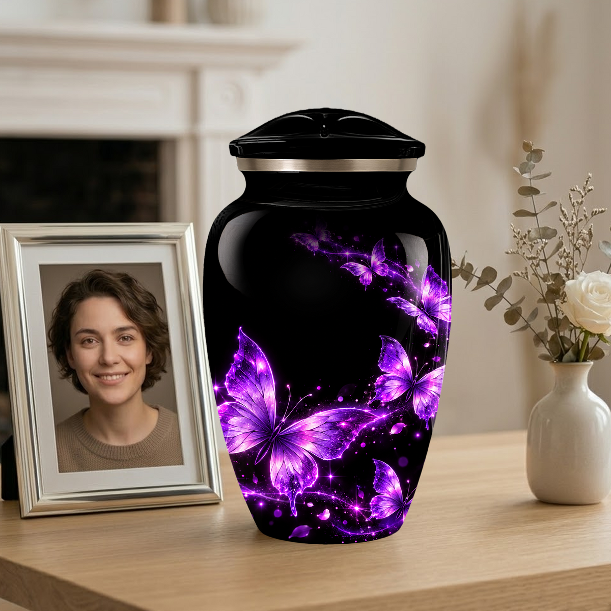 Purple Butterfly Cremation Urn for Ashes | Personalized Adult Memorial Urn | Handmade Butterfly Urn for Human Ashes