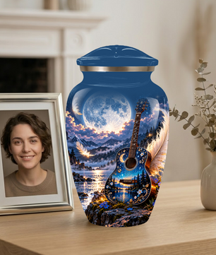 Personalized Guitar Cremation Urn for Ashes, Musical Tribute Urn for Human Ashes