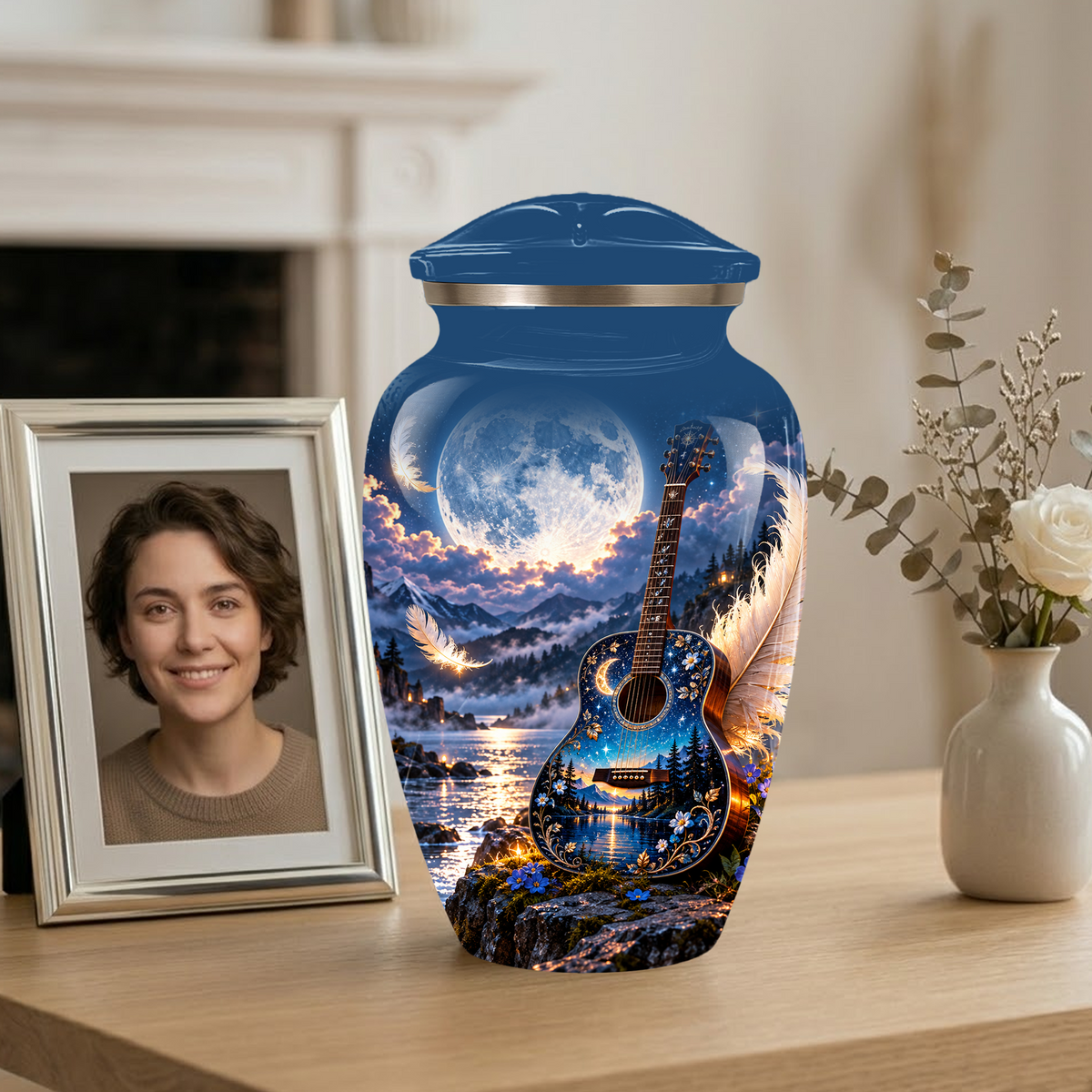 Personalized Guitar Cremation Urn for Ashes, Musical Tribute Urn for Human Ashes