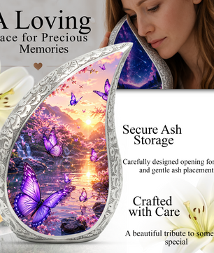 Purple Butterfly Sunset Urn for Ashes | Butterfly Urns for Human Ashes, Butterfly Urn for Cremation