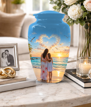 Customizable Mother Daughter Cremation Urn - Custom Photo Text Large Urn Keepsake