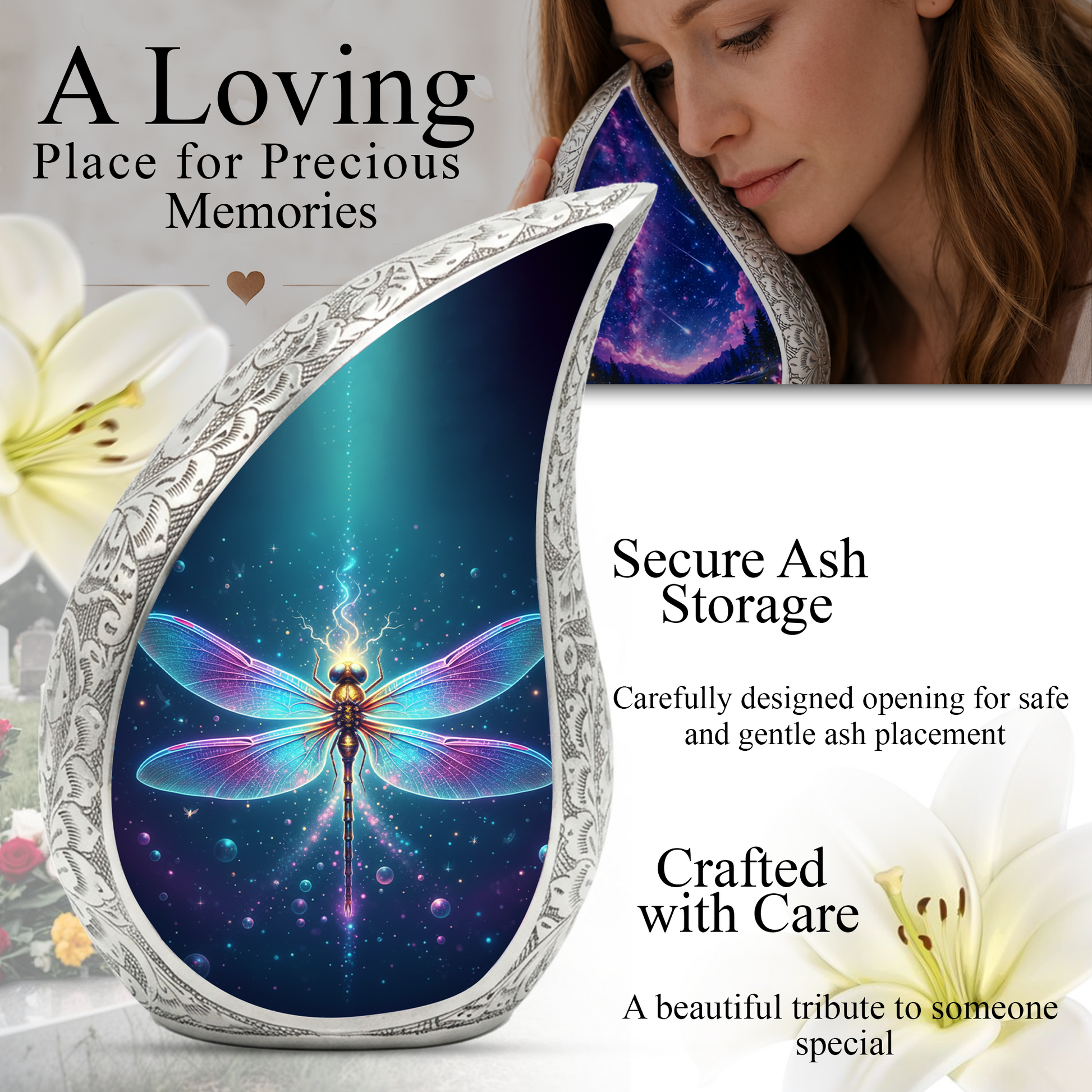 Dragonfly Butterfly Urn for Mom |Butterfly Urns for Human Ashes