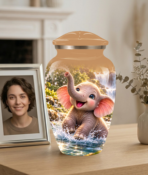 Cute Elephant Cremation Urn for Ashes | Personalized Elephant Memorial Urn | Baby Elephant Urn