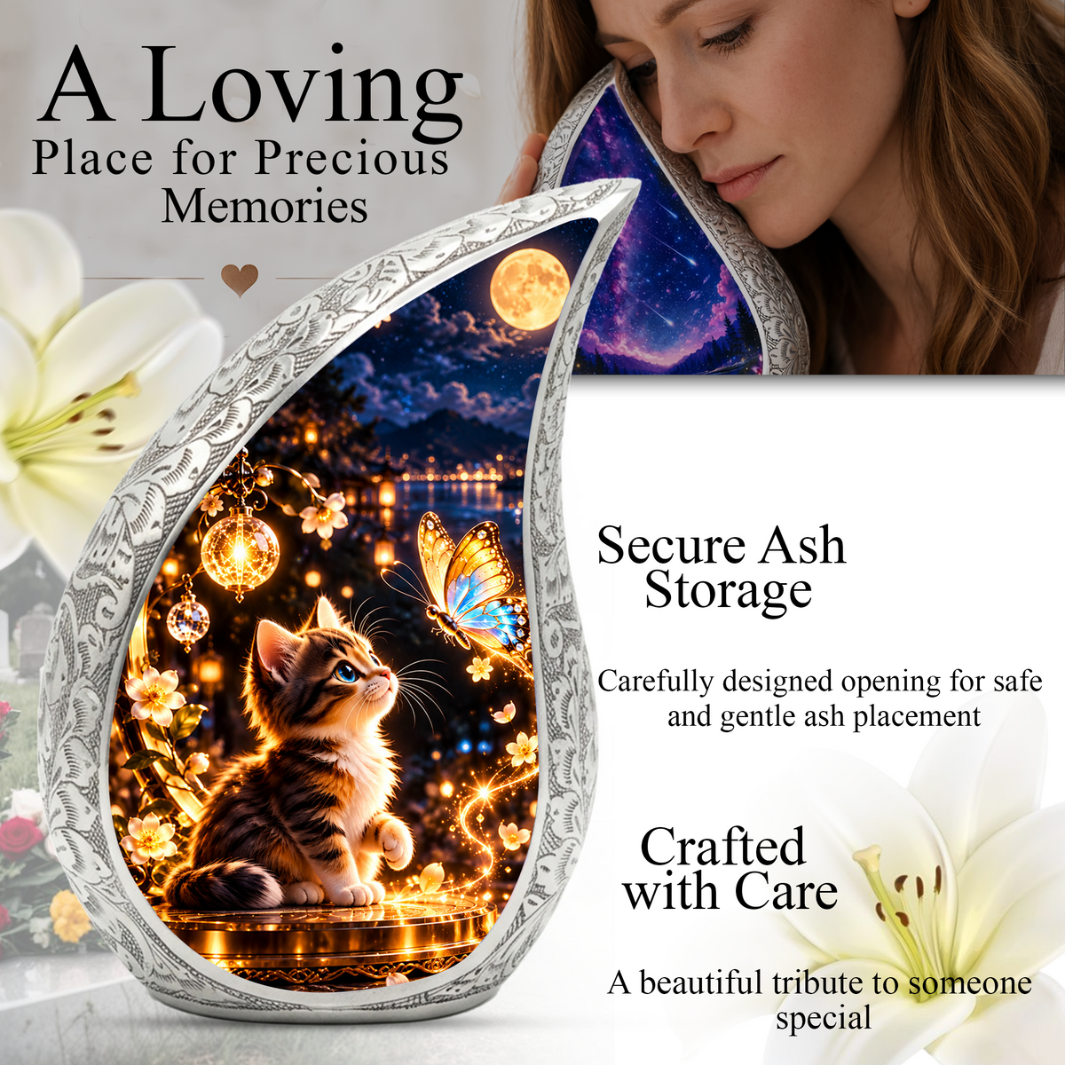 Cat Urn for Ashes, keepsake Personalized Cat Cremation Urn