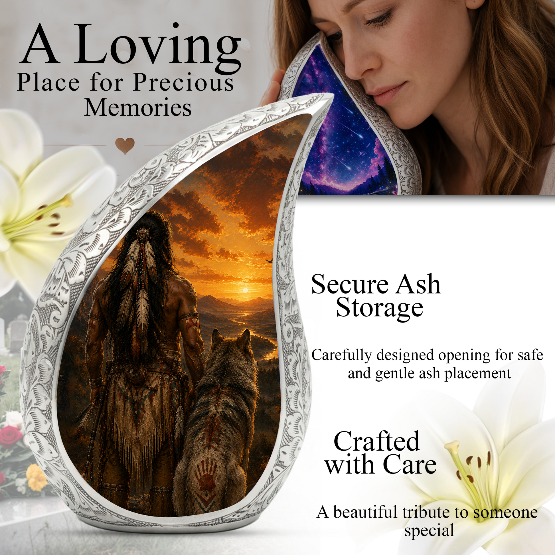 Warrior Sunset Urn for Adult Ashes | Adult Cremation Urn for Human Ashes