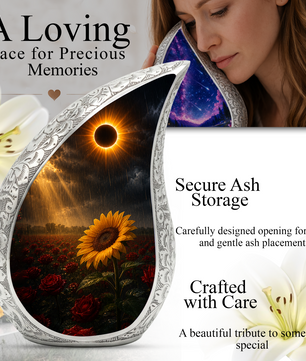 Sunflower Cremation Urn for Human Ashes | Sunflower & Rose Urn