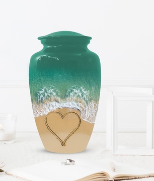 Beach Urn for Ashes, Custom Ocean Cremation Urn, Heart in Sand Memorial Urn