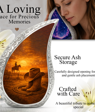 Western Urn for Human Ashes| Cowboy Urn |Personalized Urn for Dad