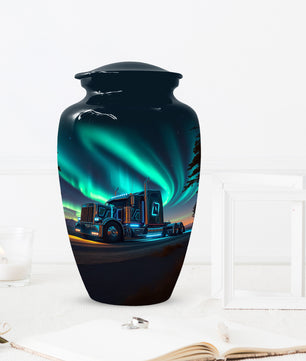 Semi Truck Cremation Urn for Ashes - Personalized Trucker Memorial for Dad | Big Rig Funeral Urns for Adult Male