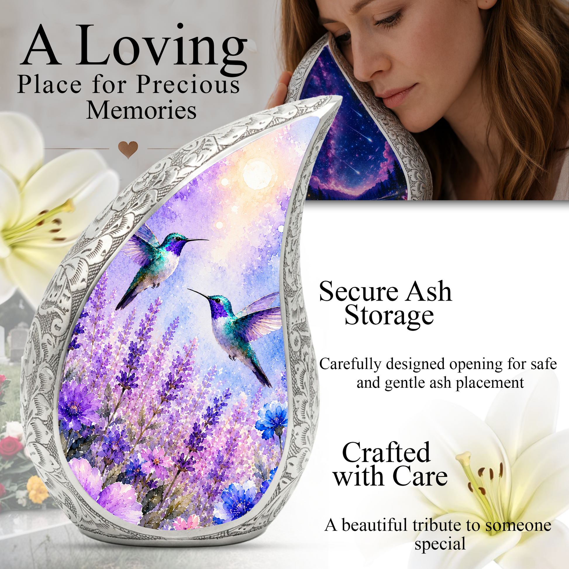 Hummingbird Urn for Adult Ashes | Beautiful Hummingbird Adult Cremation Urn