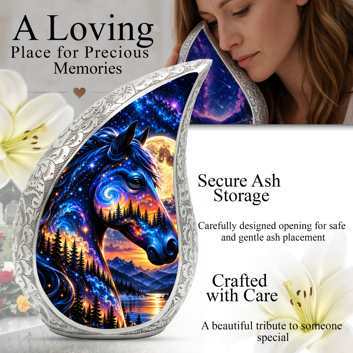 Adult Cremation Urn for Ashes, Horse Memorial Urn, Horse Lover Urn, Personalized Adult Urn for Ashes