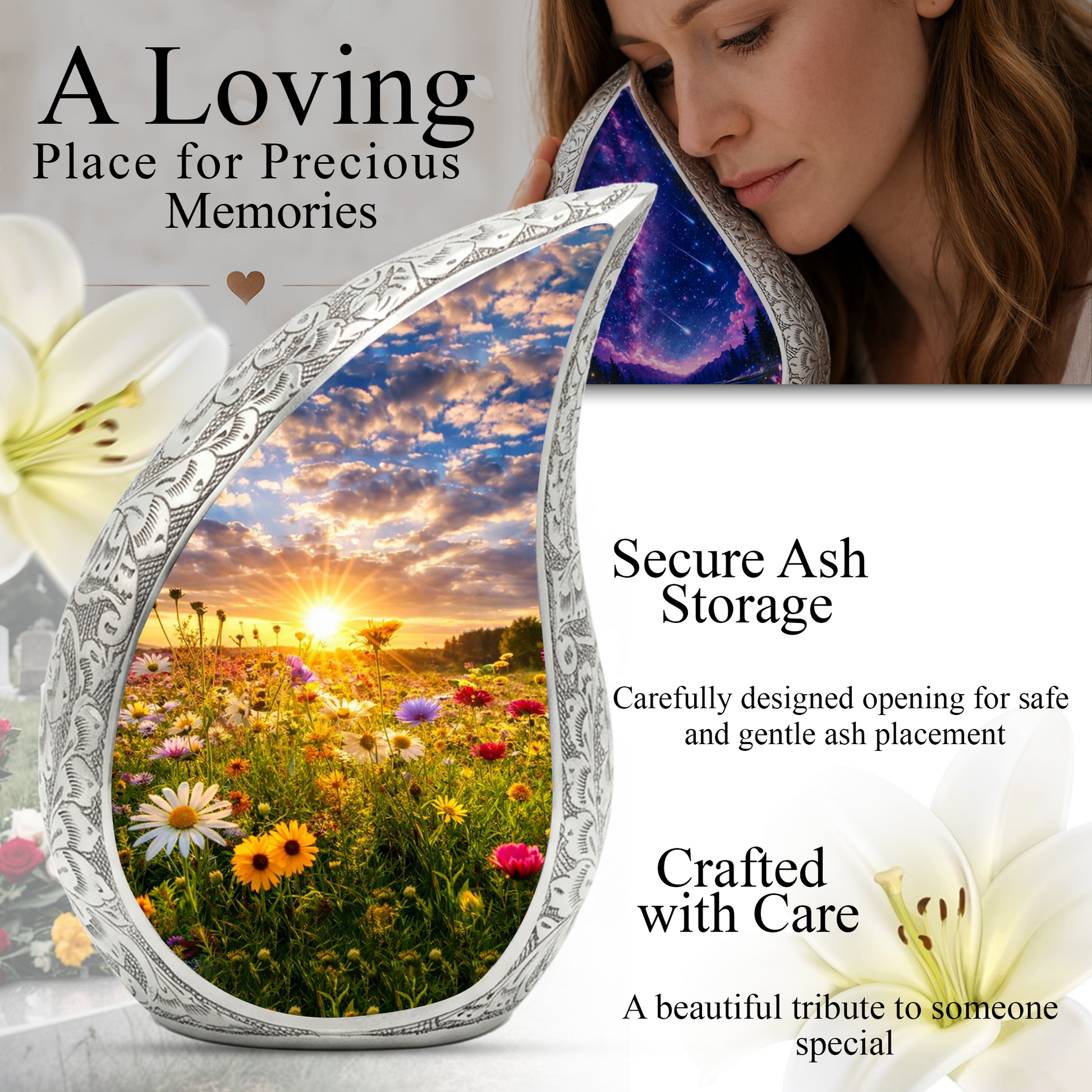 Sunflower Adult Urn for Human Ashes – Premium Sunflower Cremation Urn