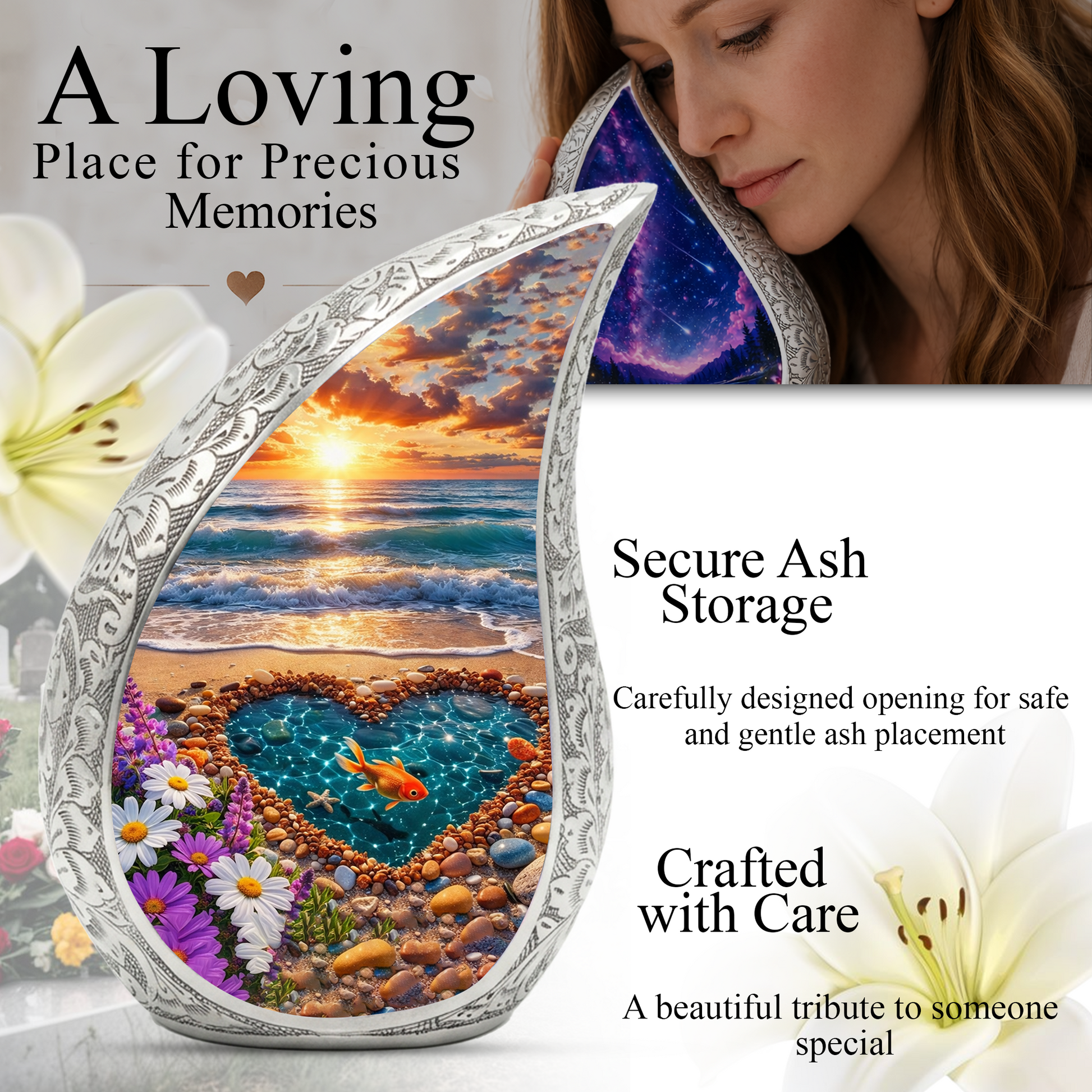Beach Urn for Human Ashes – Premium Ocean Wave Cremation Urn