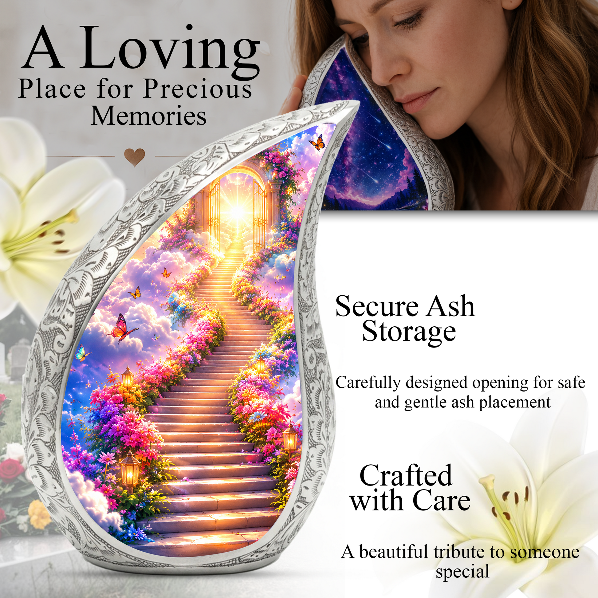 Heaven Gate Adult Urn for Ashes – Personalized Adult Cremation Urn | Memorial Urn & Funeral Urn for Adult Ashes