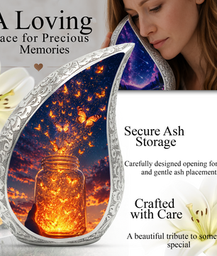 Butterfly Sunset Urn for Ashes | Glowing Butterfly Cremation Urn, Butterfly Urn for Human Ashes, Beautiful Memorial Urn