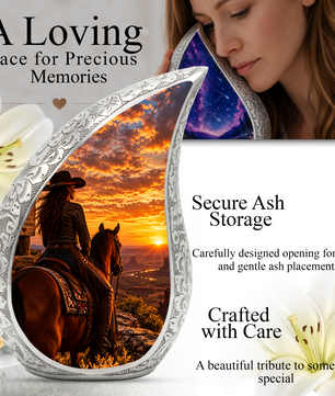 Cowboy Cremation Urn for Ashes, Western Horse Memorial Urn, Personalized Adult Urn