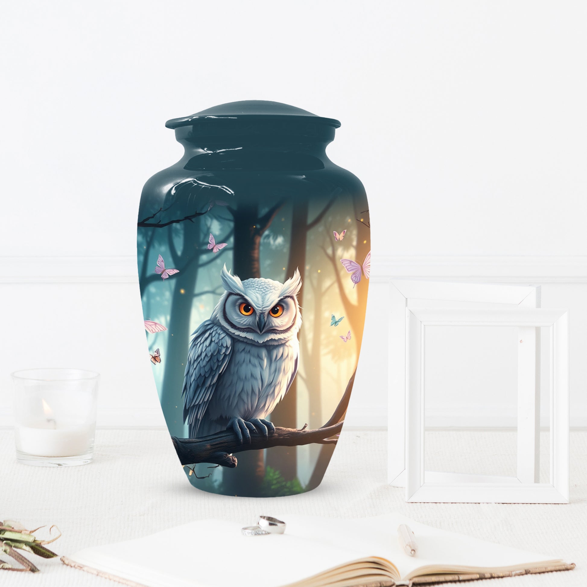 Snowy Owl Urn for Mom – Custom Owl Cremation Urns for Ashes | Adult Female Funeral Keepsake