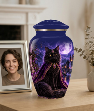 Personalized Cat Urn for Ashes | Custom Pet Urn for Cats | Handmade Metal Cat Memorial Urn