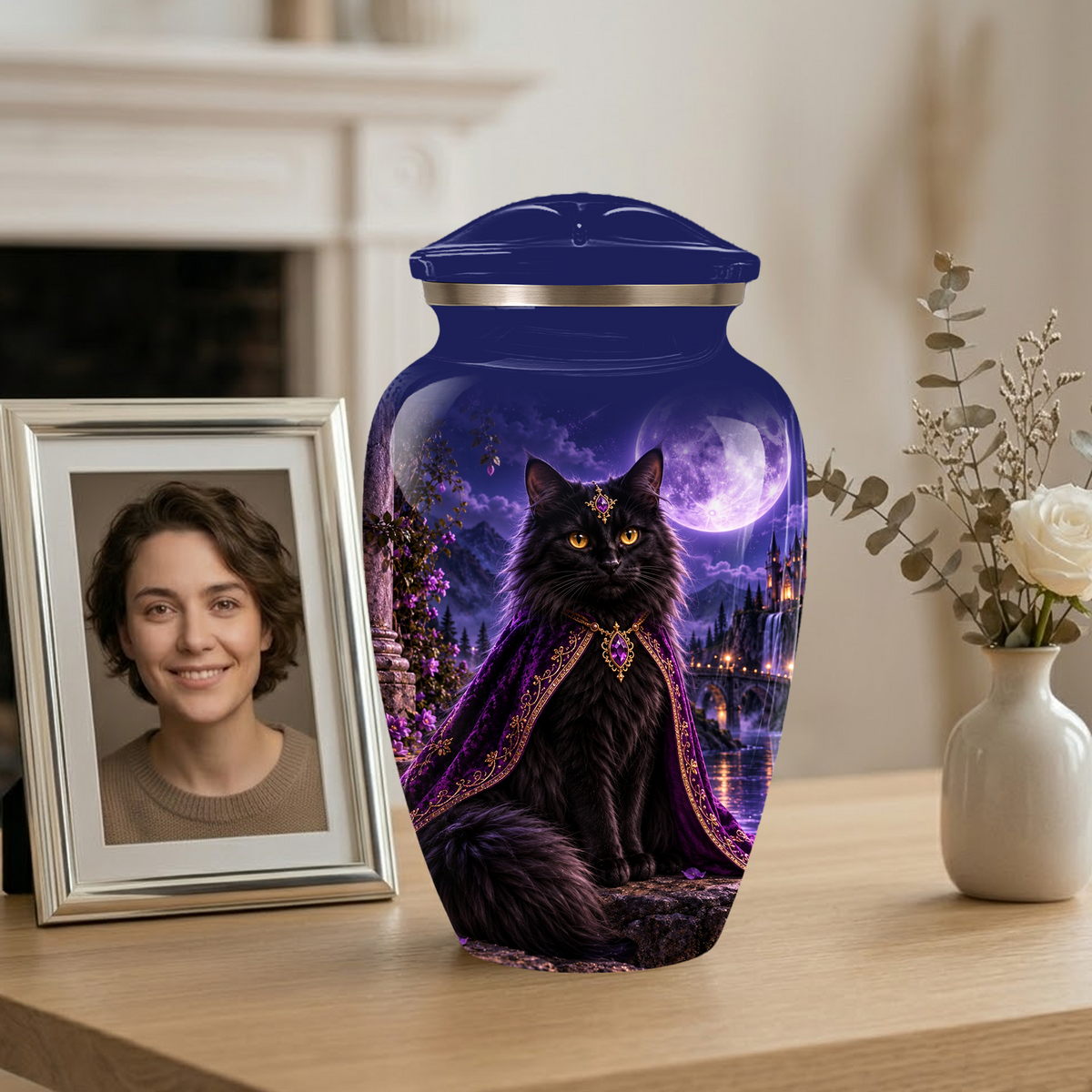 Personalized Cat Urn for Ashes | Custom Pet Urn for Cats | Handmade Metal Cat Memorial Urn