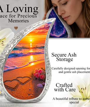 Beach Sunset Urn for Mom – Personalized Adult Cremation Urn for Human Ashes | Memorial Keepsake Funeral Urn for Women