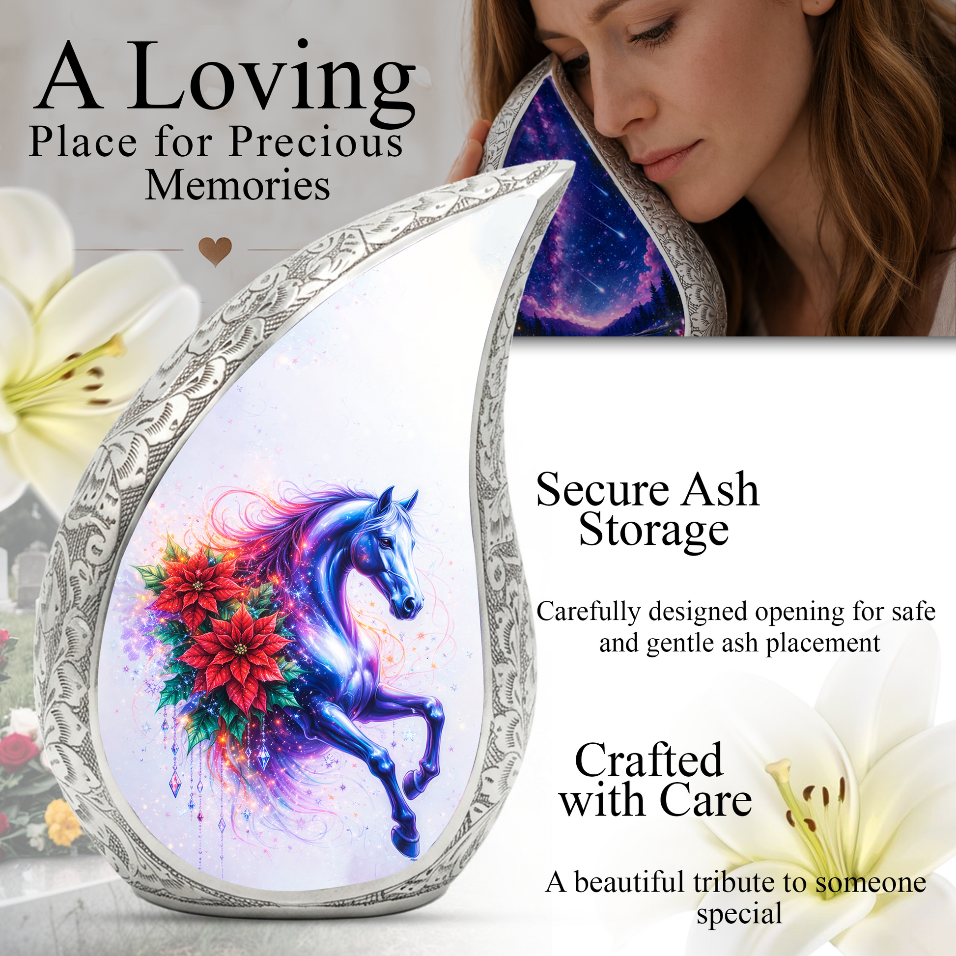 Beautiful Horse Adult Urn for Human Ashes – Premium Horse Cremation Urn
