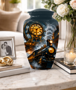 Train Cremation Urn for Men | Steam Locomotive Memorial Urn for Ashes Male