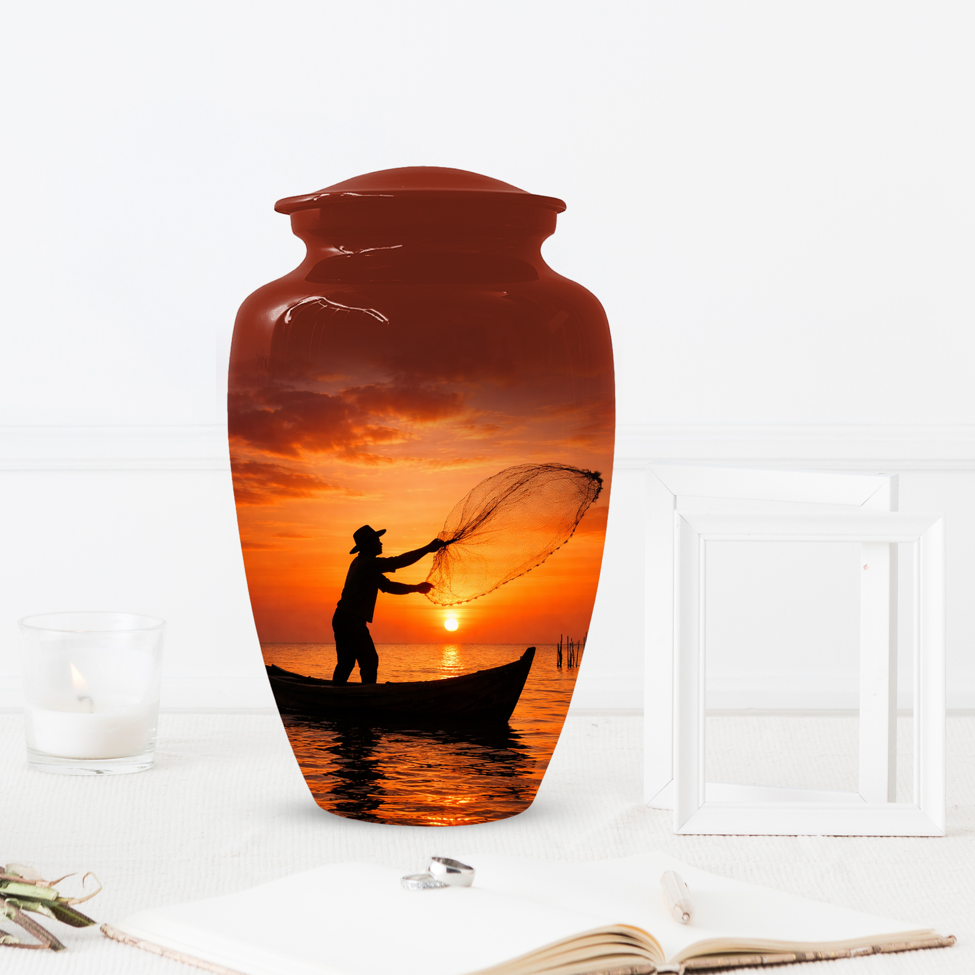 Personalized Fishing Urn for Ashes | Gone Fishing Memorial Urn