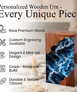 Wooden Ocean Wave Cremation Urn – Wooden Urn for Human Ashes