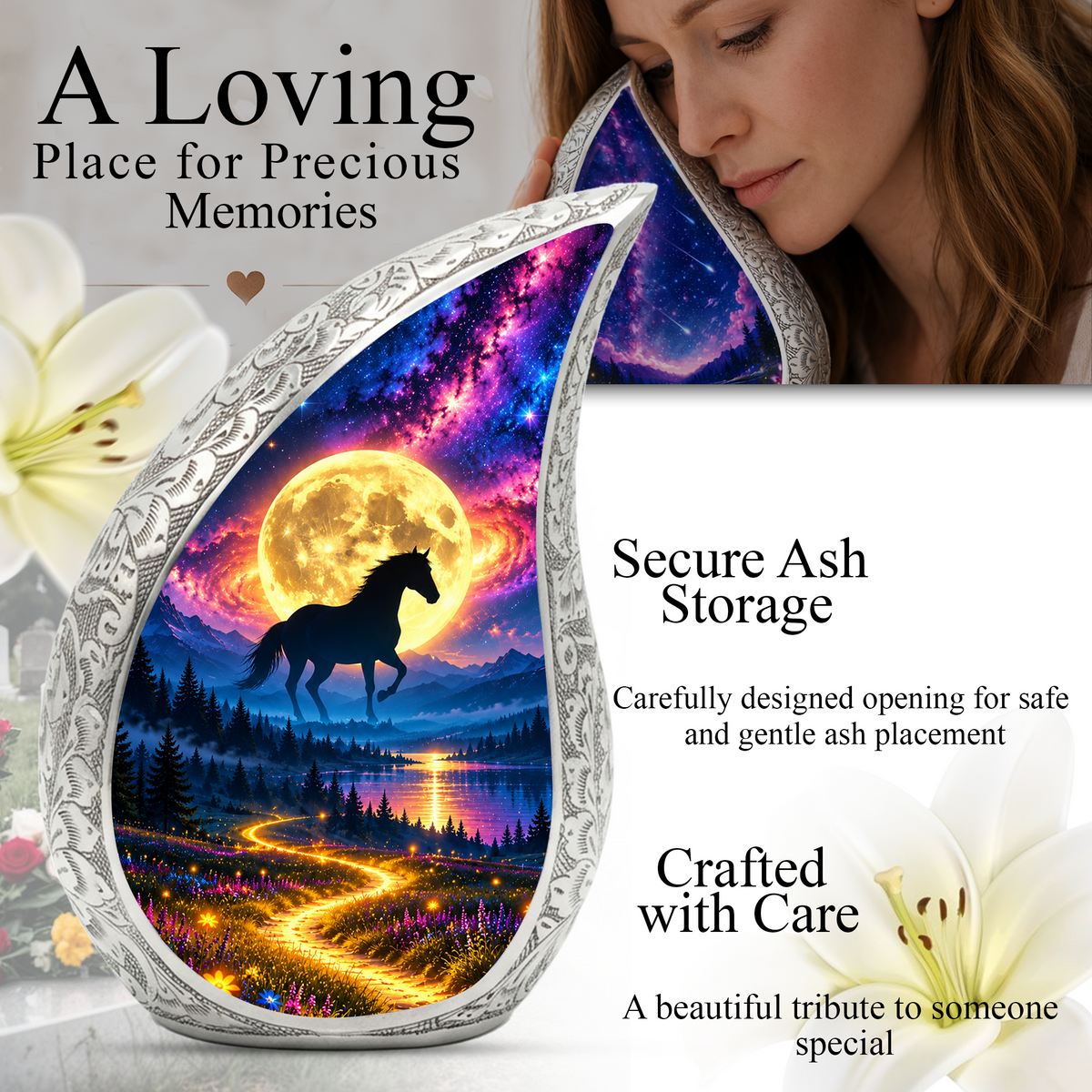 Horse Urn for Ashes, keepsake Aluminum Horse Cremation Urn