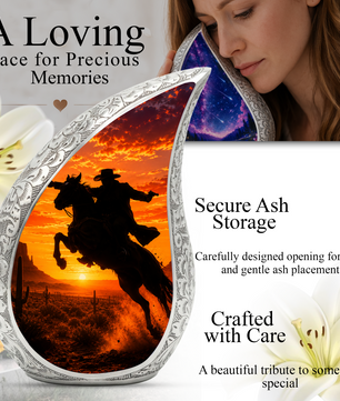 Western Cowboy Urn for Ashes, Cowboy Cremation Urn, Adult Funeral Urn for Human Ashes