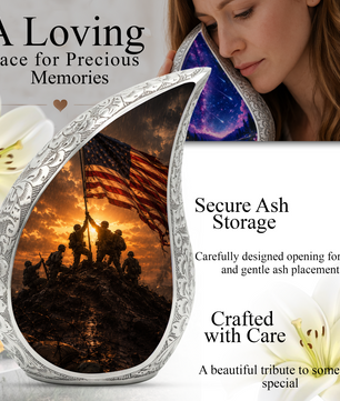 Soldier Sunset Urn for Human Ashes | Military Adult Cremation Urn Memorial