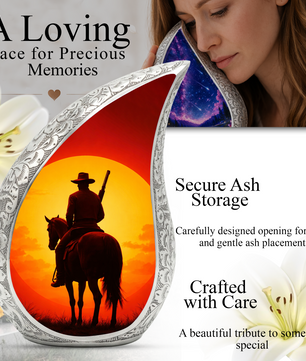 Personalized Cowboy Urn for Dad, Western Memorial Keepsake Ashes