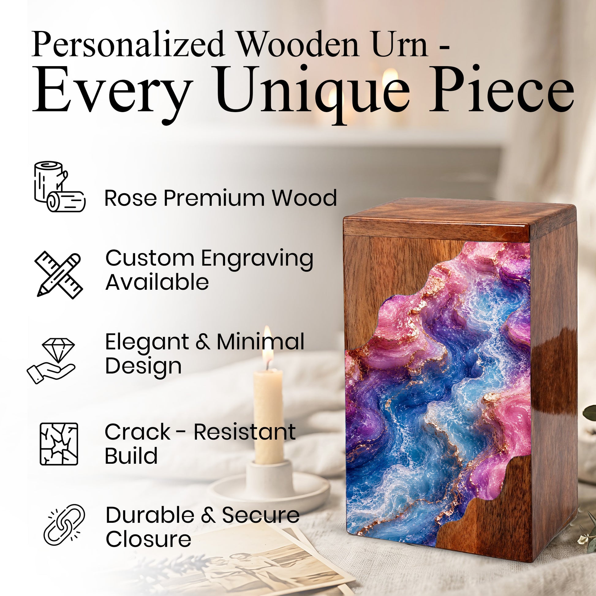 Abstract Flow Cremation Urn – Wooden Urn for Human Ashes