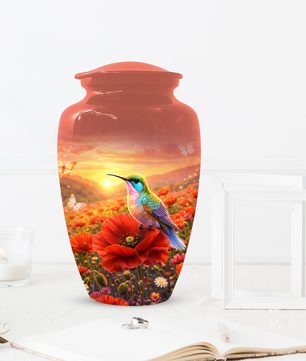 Hummingbird Urn for Ashes, Custom Cremation Urn for Mom, Floral Memorial Urn for Women,