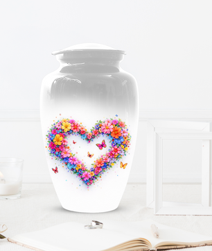 Butterfly Heart Urn for Ashes, Custom Floral Cremation Urn for Mom