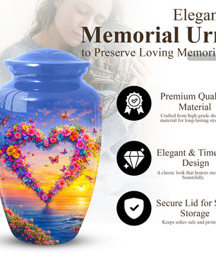 Butterfly Urn for Ashes – Floral Heart  Urn for Mom | Adult Female Cremation Large Urn