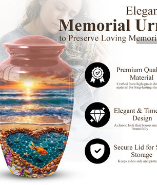 Funeral Urn for Mom – Beach Sunset Memorial Large Urn for Ashes