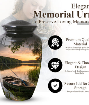 Fishing Lake Urn for Dad | Funeral Cremation  Large Urn for Father