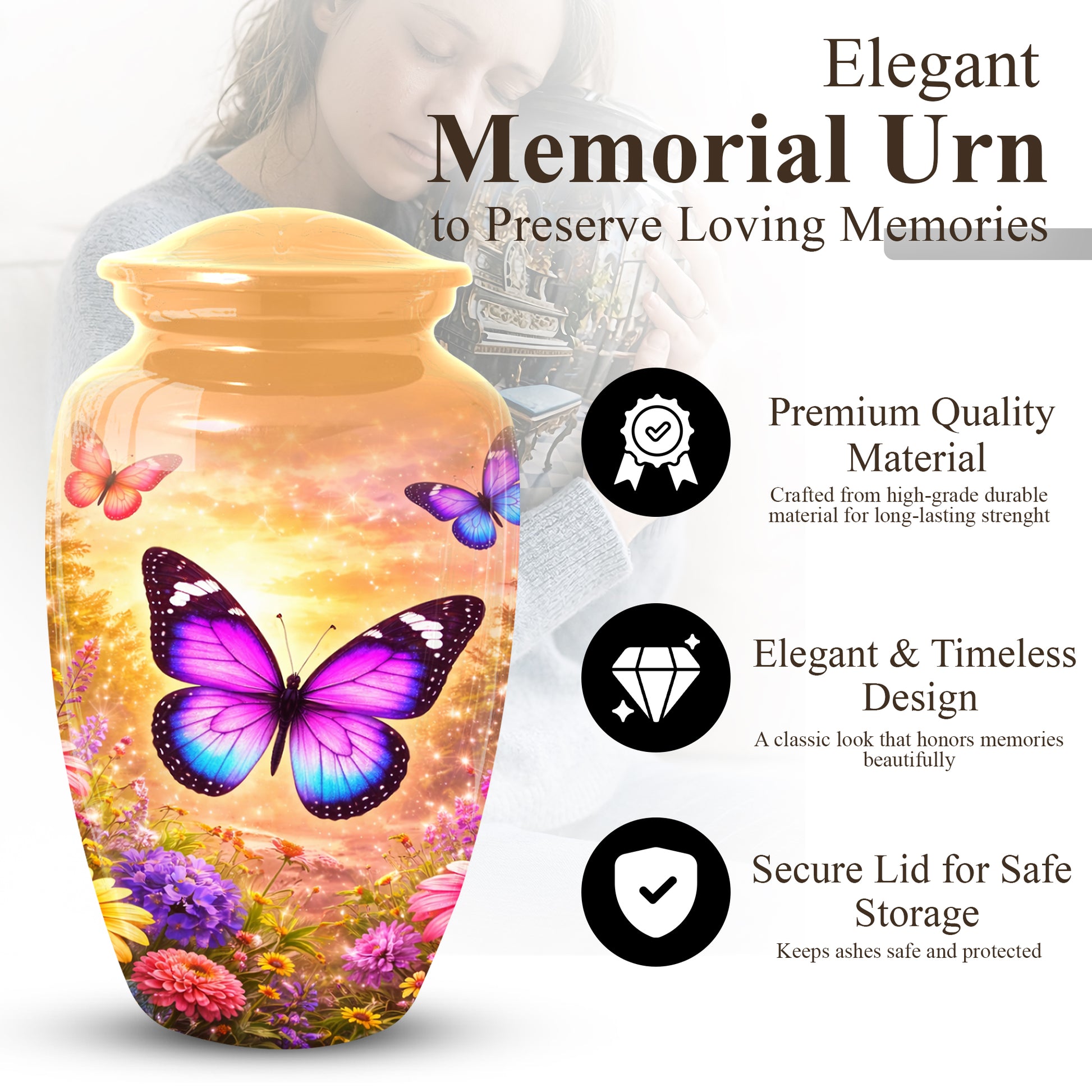 Personalized Butterfly Urn for Mom – Butterfly Large  Urns for Human Ashes