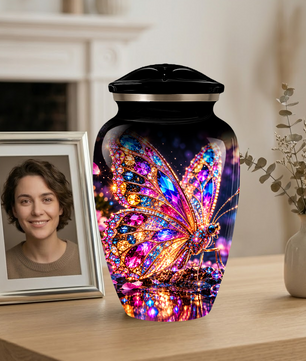 Personalized Adult Cremation Urn for Ashes, Jeweled Butterfly Memorial Urn, Custom Butterfly Urn