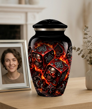 Skull Dice Cremation Urn for Ashes | Personalized Adult Memorial Urn