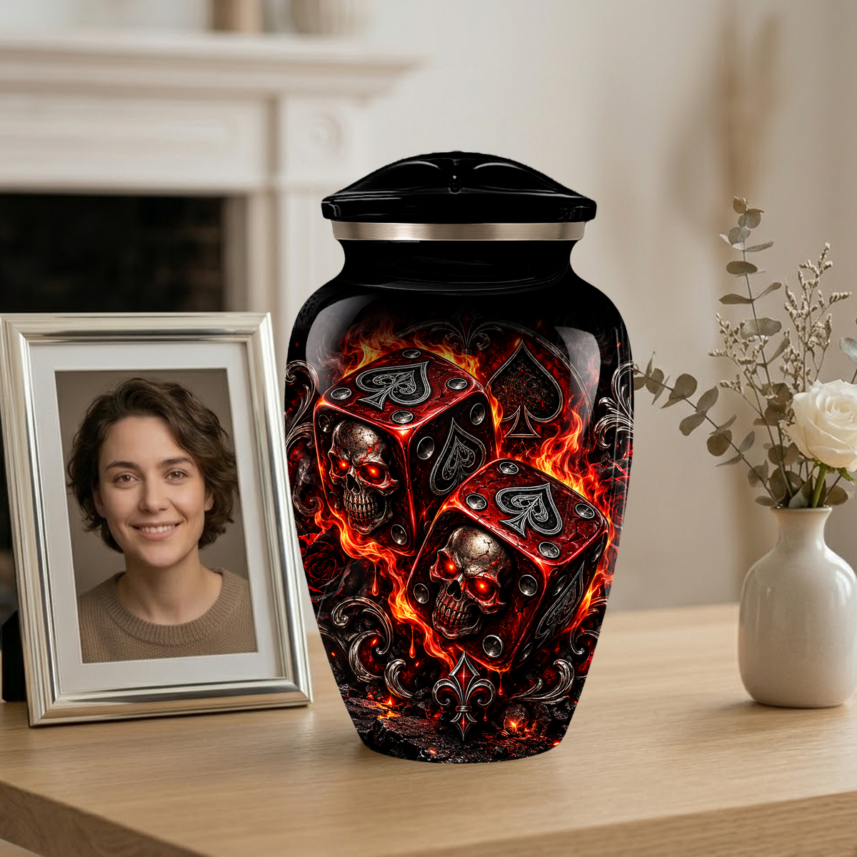 Skull Dice Cremation Urn for Ashes | Personalized Adult Memorial Urn