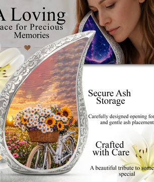 Sunflower Bicycle Adult Urn for Human Ashes – Premium Sunflower Bicycle Cremation Urn