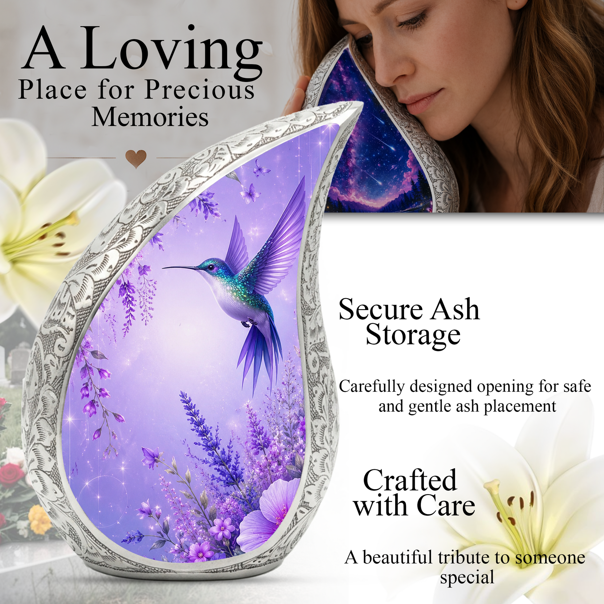 Hummingbird Urn for Human Ashes | Beautiful Hummingbird Adult Cremation Urn