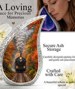 Steam Train Urn for Human Ashes | Vintage Locomotive Adult Cremation Urn