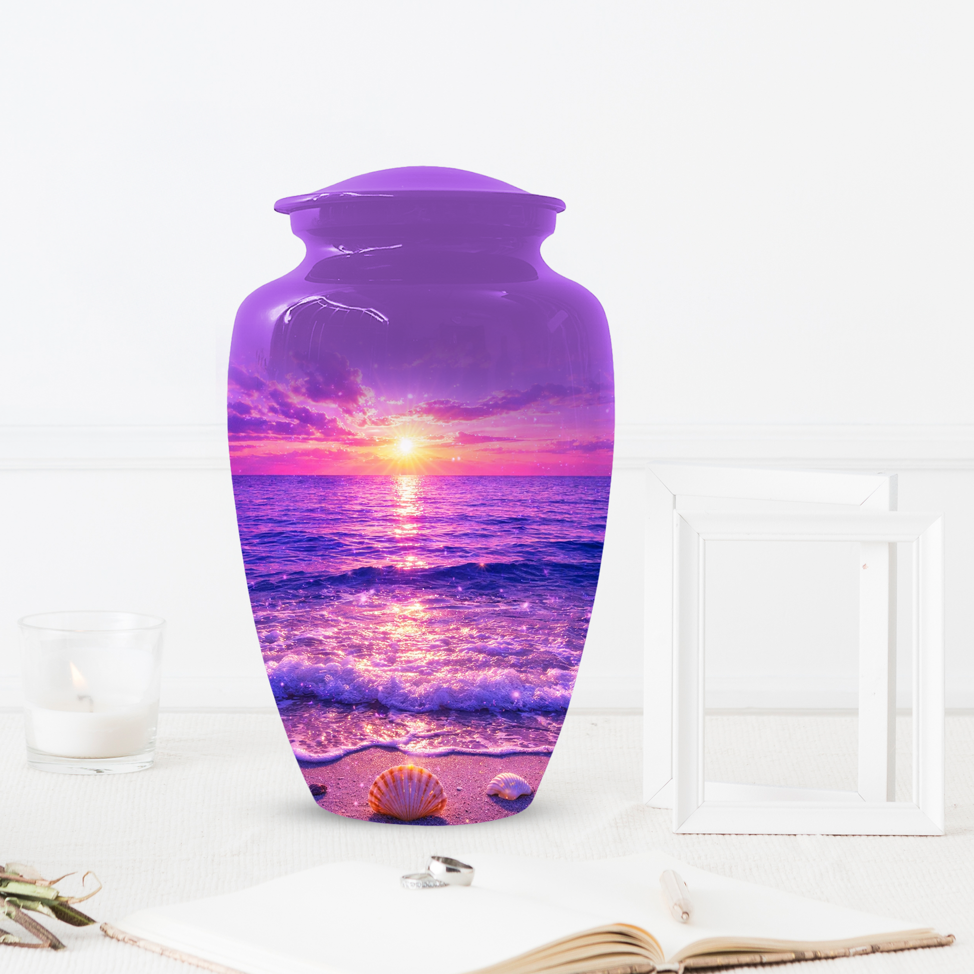 Personalized Ocean Sunset Cremation Urn | Adult, Large, Mini & Keepsake Urn for Human Ashes