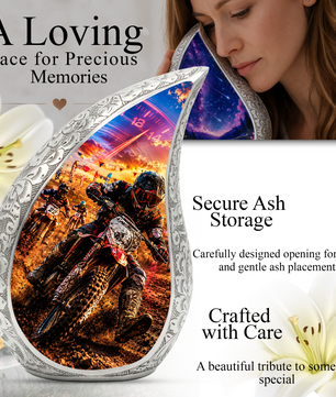 Motorcycle Rider Urn for Adult Ashes | Adult Cremation Urn for Men | Motorcycle Memorial Urn
